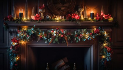Photo of a Cozy Fireplace Aglow With Festive Holiday Cheer