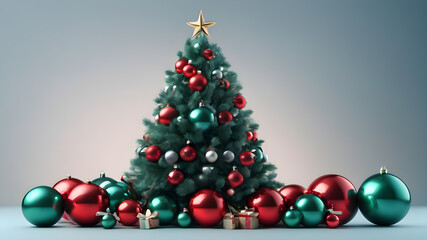 Naklejka na ściany i meble christmas tree and decorations, Winter themed home decor