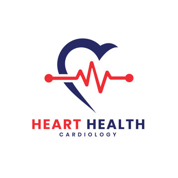 Heart And Health medical care logo design for cardiology service Heart rate