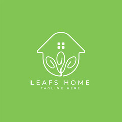 Home leaf organic minimal home and interior eco logo design creative concept