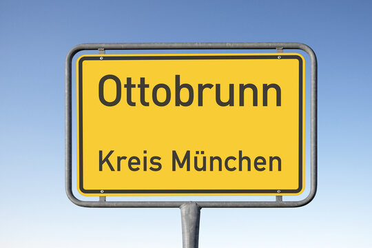 Ortstafel, Gemeinde Ottobrunn, (Symbolbild), Kreis M&uuml;nchen