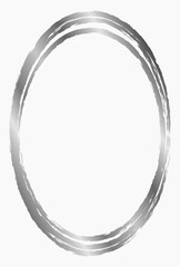 Silver oval metal frame isolated on white. Vector frame for photo. Frame for text, certificate, pictures, diploma	