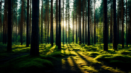 Pine forest in Baltic countries.