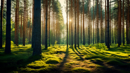 Pine forest in Baltic countries.