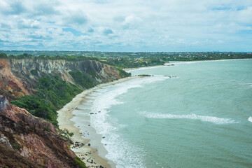 View of some beautiful cliffs and Tabatinga beach from the Finger of God viewpoint - Conde, State of Paraiba