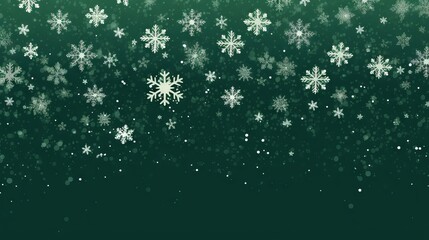 Obraz na płótnie Canvas Joyful vector Christmas decoration adorning green background with snowflakes - festive holiday illustration
