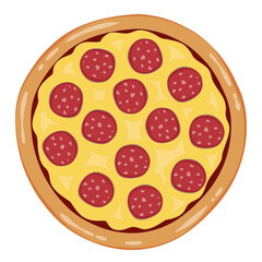 Pepperoni a whole pizza illustration vector