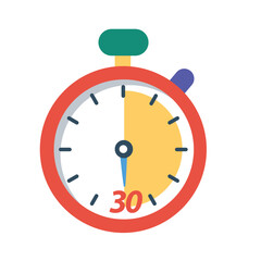 Stopwatch Reminder in 30 Minutes or Second, Clock Illustration