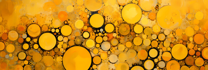 yellow circles backdrop, modern and creative background, trendy pattern - obrazy, fototapety, plakaty