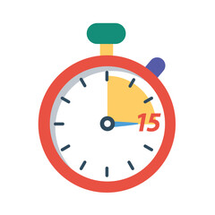 Stopwatch Reminder in 15 Minutes or Second, Clock Illustration