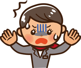 Obraz premium 制止のジェスチャーをする女性クルーのイラスト