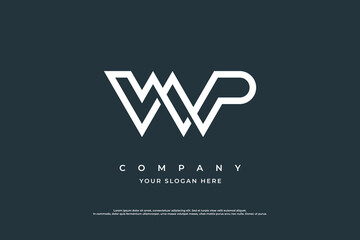 Initial Letter WP Logo Design Vector Template