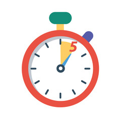 Stopwatch Reminder in 5 Minutes or Second, Clock Illustration