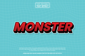 Dynamic editable text effect Monster 3d cartoon template style modren premium vector
