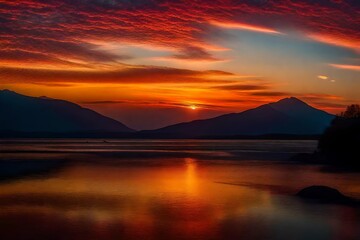 sunset on the lake  Generated Ai