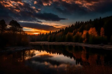 Obraz premium sunrise over the lake Generated Ai