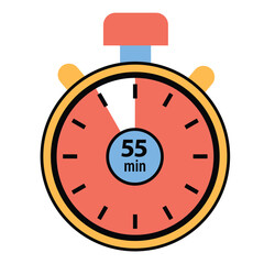 Stopwatch Countdown in 55 Minute, Timer and Clock Icon Design