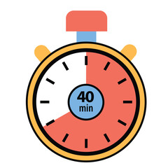 Stopwatch Countdown in 40 Minute, Timer and Clock Icon Design