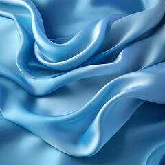 AI-generated illustration of a blue silk fabric background featuring gentle ripples - obrazy, fototapety, plakaty