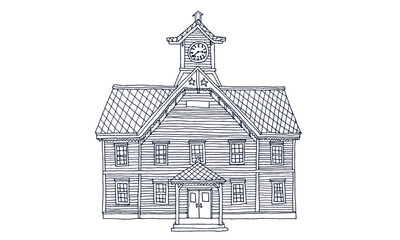 札幌の時計台モノクロ