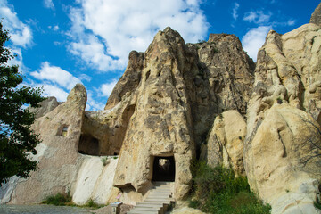 Exterior view of the Dark Church in Göreme open air museum in the Cappadocia region of Turkey.