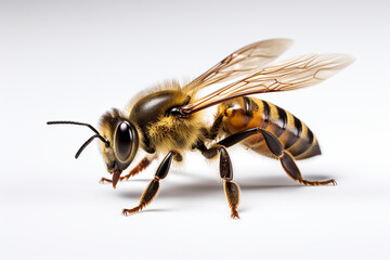 Bee, Bee Isolated In White, Bee In White Background