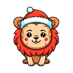 Christmas lion vector clipart. Good for fashion fabrics, children’s clothing, T-shirts, postcards, email header, wallpaper, banner, events, covers, advertising, and more.
