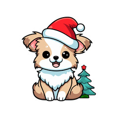 Christmas dog vector clipart. Good for fashion fabrics, children&rsquo;s clothing, T-shirts, postcards, email header, wallpaper, banner, events, covers, advertising, and more.