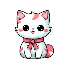 Cute pink cat  vector clipart. Good for fashion fabrics, children’s clothing, T-shirts, postcards, email header, wallpaper, banner, events, covers, advertising, and more.