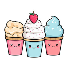 Christmas Ice-creams vector clipart. Good for fashion fabrics, children’s clothing, T-shirts, postcards, email header, wallpaper, banner, events, covers, advertising, and more.