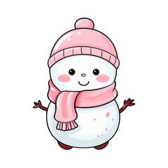Pink snowman vector clipart. Good for fashion fabrics, children’s clothing, T-shirts, postcards, email header, wallpaper, banner, events, covers, advertising, and more.