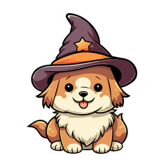 Witch dog vector clipart. Good for fashion fabrics, children’s clothing, T-shirts, postcards, email header, wallpaper, banner, events, covers, advertising, and more.