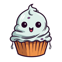 Ghost cupcake vector clipart. Good for fashion fabrics, children’s clothing, T-shirts, postcards, email header, wallpaper, banner, events, covers, advertising, and more.