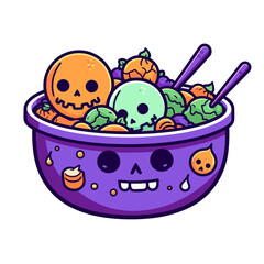 Scary bowl vector clipart. Good for fashion fabrics, children’s clothing, T-shirts, postcards, email header, wallpaper, banner, events, covers, advertising, and more.