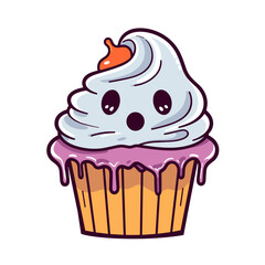 Halloween cupcake vector clipart. Good for fashion fabrics, children’s clothing, T-shirts, postcards, email header, wallpaper, banner, events, covers, advertising, and more.