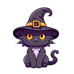 Witch cat vector clipart. Good for fashion fabrics, children’s clothing, T-shirts, postcards, email header, wallpaper, banner, events, covers, advertising, and more.