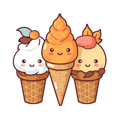 Ice-cream vector clipart. Good for fashion fabrics, children’s clothing, T-shirts, postcards, email header, wallpaper, banner, events, covers, advertising, and more.