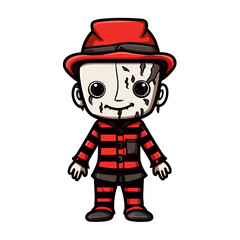 Cute scary toy Halloween character vector clipart. Good for fashion fabrics, children’s clothing, T-shirts, postcards, email header, wallpaper, banner, events, covers, advertising, and more.