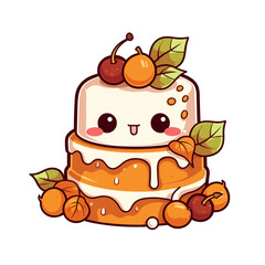 Autumn fall cake vector clipart. Good for fashion fabrics, children’s clothing, T-shirts, postcards, email header, wallpaper, banner, events, covers, advertising, and more.