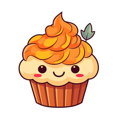 Autumn fall cupcake vector clipart. Good for fashion fabrics, children’s clothing, T-shirts, postcards, email header, wallpaper, banner, events, covers, advertising, and more.