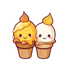 Autumn fall ice-cream vector clipart. Good for fashion fabrics, children’s clothing, T-shirts, postcards, email header, wallpaper, banner, events, covers, advertising, and more.