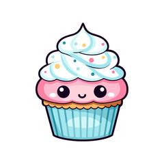 Cute cupcake vector clipart. Good for fashion fabrics, children’s clothing, T-shirts, postcards, email header, wallpaper, banner, events, covers, advertising, and more.