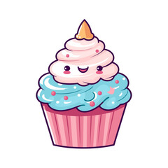 Cupcake vector clipart. Good for fashion fabrics, children’s clothing, T-shirts, postcards, email header, wallpaper, banner, events, covers, advertising, and more.