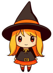 Cute witch vector clipart. Good for fashion fabrics, children&rsquo;s clothing, T-shirts, postcards, email header, wallpaper, banner, events, covers, advertising, and more.