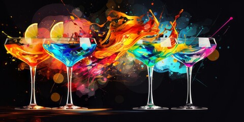Abstract illustration of cocktails with room for copy.