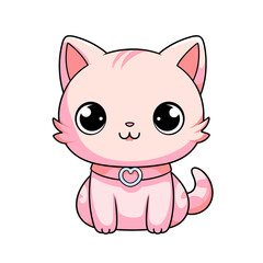 Cute pink cat vector clipart. Good for fashion fabrics, children’s clothing, T-shirts, postcards, email header, wallpaper, banner, events, covers, advertising, and more.
