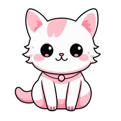 Cute pink cat vector clipart. Good for fashion fabrics, children’s clothing, T-shirts, postcards, email header, wallpaper, banner, events, covers, advertising, and more.