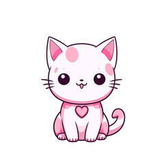 Cute pink cat vector clipart. Good for fashion fabrics, children’s clothing, T-shirts, postcards, email header, wallpaper, banner, events, covers, advertising, and more.