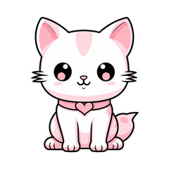 Cute pink cat vector clipart. Good for fashion fabrics, children’s clothing, T-shirts, postcards, email header, wallpaper, banner, events, covers, advertising, and more.