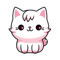 Cute pink cat vector clipart. Good for fashion fabrics, children’s clothing, T-shirts, postcards, email header, wallpaper, banner, events, covers, advertising, and more.